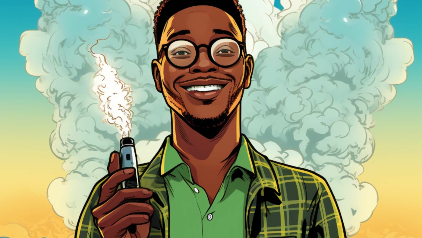 How To Use Hhc Disposable Vape? 25 Indacloud. A Happy Black Man Holding A Vape Comic Style 5881F979 6Ec8 4B7B 8511 4Dccbc7F8B15