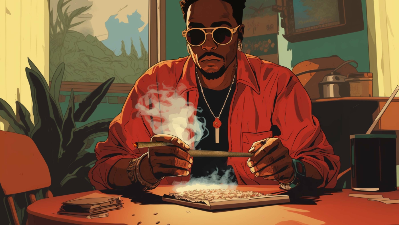Your Ultimate Guide On How To Smoke Delta 8 Flower 10 Indacloud. Image Of Black Man Rolling A Spliff Retro Comic Styl A9Ef272D 0223 4D65 922B D098Ece0D595