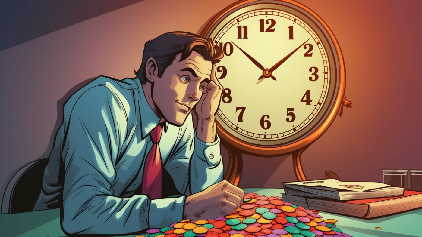 How Long Do Delta 8 Edibles Take To Kick In 9 Indacloud. Image Of Man Looking At A Clock With Jelly Beans In 7Cb9551B 8Fdf 4206 81E4 5C1F6Eb18Dfd