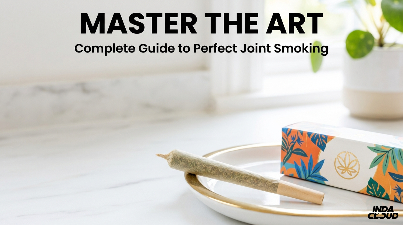 Art Of Joint Smoke: Master The Technique &Amp; Tips 2 Complete Guide To Perfect Joint Smoking Showing Pre-Rolled Joint On Plate With Rolling Paper Box And Master The Art Title